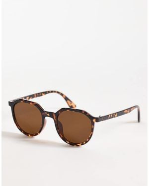 Pieces Angular Round Frame Sunglasses - Multicolour