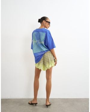 TOPSHOP Graphic 'palm' Oversized T-shirt - Blue