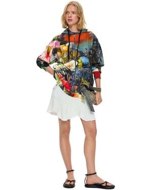 Desigual Sudadera Estampada 100% De Algodón - Rojo