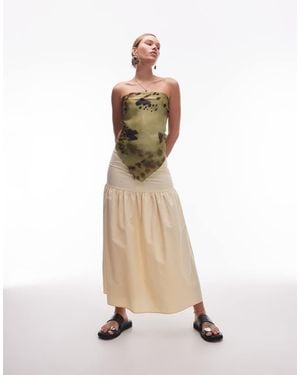 ASOS Linen Blend Drop Waist Maxi Skirt - Natural