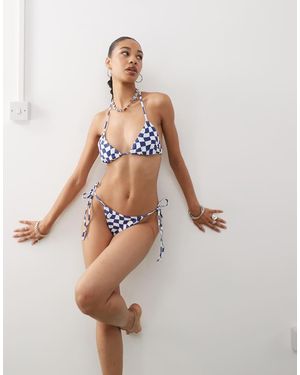 Collusion Bikinibroekje Met Dambordpatroon - Blauw