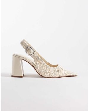 ASOS Surrey Slingback Mid Block Heels - White