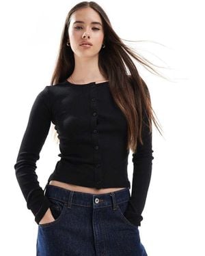 Brave Soul Fitted Button Down Long Sleeve Top - Black
