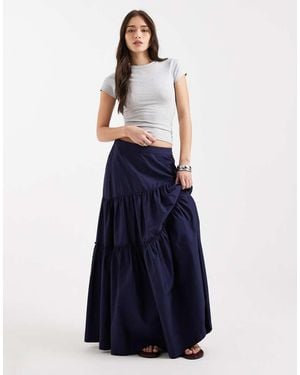 ASOS Asymmetric Tiered Boho Maxi Skirt - Blue