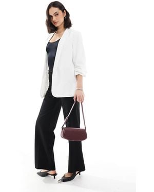 Pieces Ruched Sleeve Blazer - White