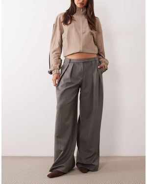 ASOS Pleat Detail Oversized Tailored Trouser - Gray
