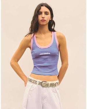 Pull&Bear Striped Tank Top - Blue