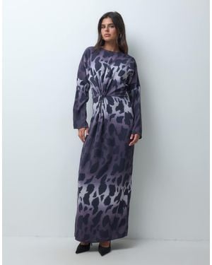 Iyal Twist Front Detail Wide Sleeve Maxi Dress - Blue