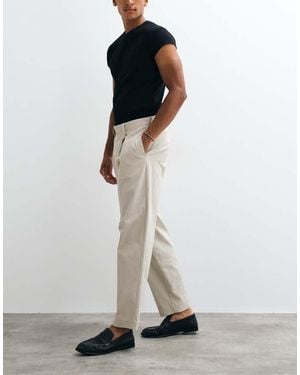 ASOS Tailored Cotton Rich Oversized Tapered Trousers - White