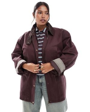 ASOS Asos Design Waxed Cinched Waist Jacket With Contrast Collar - Red
