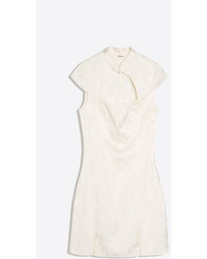 Bershka Mini Sateen Jacquard Dress - White