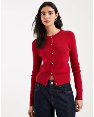 Hollister Cardigan With Gold Buttons - Red