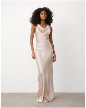 Six Stories Cowl Front Satin Bridesmaid Dress - Natural