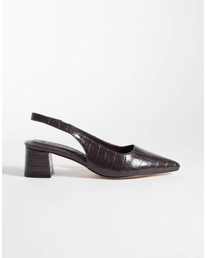 SEQWL Sorrento Sling Back Low Block Heeled Shoes - Natural