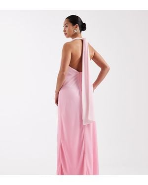 TFNC London Bridesmaids Halter Neck Chiffon Maxi Dress - Pink