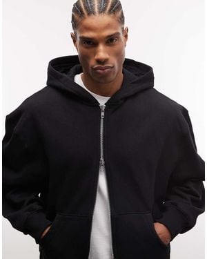 ASOS Premium Heavyweight Oversized Zip Through Hoodie - Blue