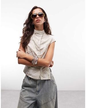 Weekday Top Con Cuello Alto Y De Tejido Antidesgarros-Neutro - Blanco