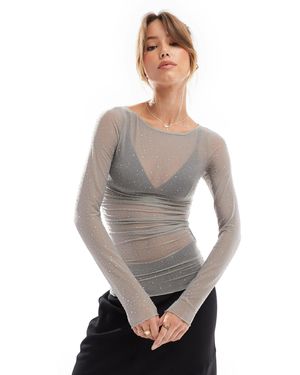 JJXX Long Sleeve Mesh Top - Grey