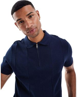 ASOS Polo Con Zip Argentata - Blu
