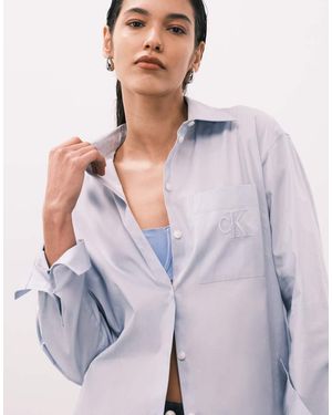 Calvin Klein Relaxed Fit Poplin Shirt - Purple