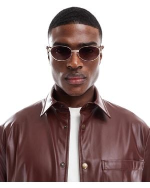 ASOS – runde, preppy sonnenbrille im stil der 90er mit metall-verzierung am steg - Mettallic