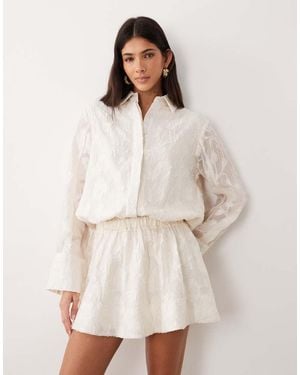 ASOS Jacquard Shirt Mini Dress - Natural