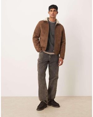 Mango Relaxed Fit Borg Lined Jacket - Natural