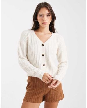 Wednesday's Girl Ribbed Soft Cardigan - White