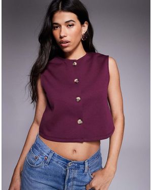 ASOS Gilet Corto Squadrato Color Prugna Con Spalle Ampie - Viola