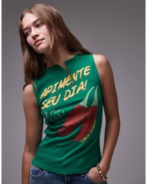 TOPSHOP Graphic Chilli Tank - Green