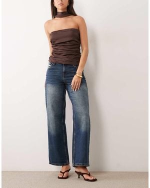 Juicy Couture Mid Rise Embroidered Crest Logo Wide Leg Jeans - Blue