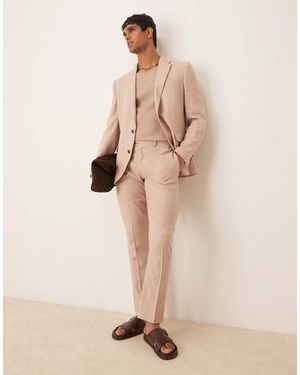 ASOS Smalle Pantalon Van Linnen Met Visgraat - Naturel