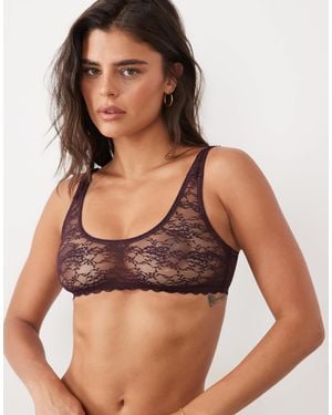 ASOS Lucinda Lace Scoop Neck Crop Bra - Black