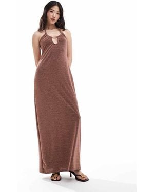 Pretty Lavish Vestito Sottoveste Lungo Luccicante - Viola