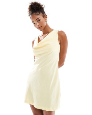 Cotton On Haven Cowl Neck Linen Blend Mini Dress - White