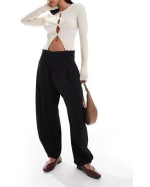 Pull&Bear Balloon Leg Tailored Trouser - Black
