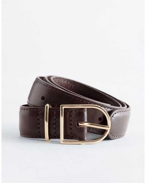 & Other Stories Leather Belt With Gold Buckle - Brown