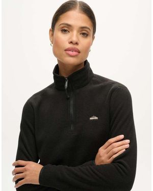 Superdry Polar Fleece Cropped Half Zip - Black