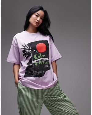 TOPSHOP Jersey Graphic Coppa Cobana Oversized T-shirt - Gray