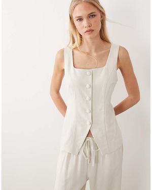 Miss Selfridge Chaleco De Sastre De Tejido Efecto Lino-Neutro - Blanco