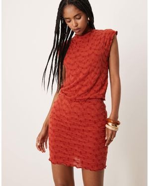 Vila Textu Mini Skirt Co-ord - Red