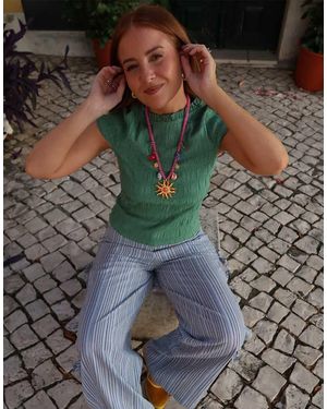 Labelrail Camiseta A Cuadros Vichy Jade Fruncido Con Diseño Encogido De X Rebecca Olivia - Verde