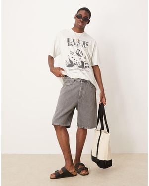 ARKET Mid Waist Regular Fit Denim Shorts - Grey