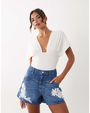 ASOS Applique Lace Shorts - Blue