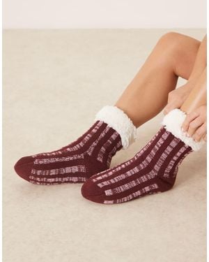 ASOS Fluffy Slipper Socks - Brown