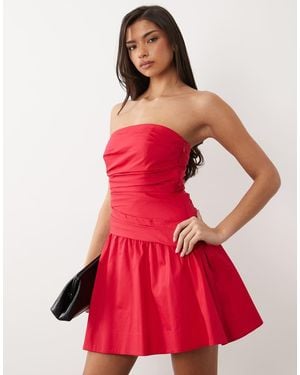 Forever New Cotton Bandeau Mini Dress - Red