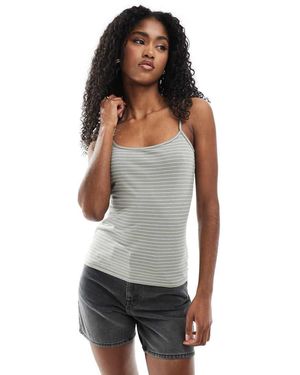 Monki Top A Rayas De Tirantes Con Diseño Recogido De - Blanco