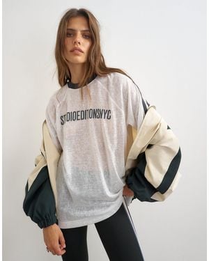 TOPSHOP Transparentes slub-grafik-t-shirt - Natur