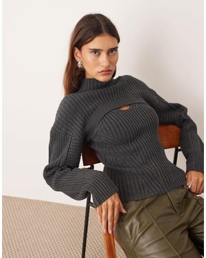 ARRANGE – gerippter lagenpullover aus strick - Schwarz