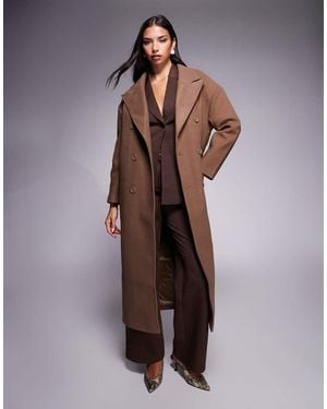 Aria Cove Abrigo De Vestir Largo Con Doble Botonadura De Tejido Efecto Lana De - Morado